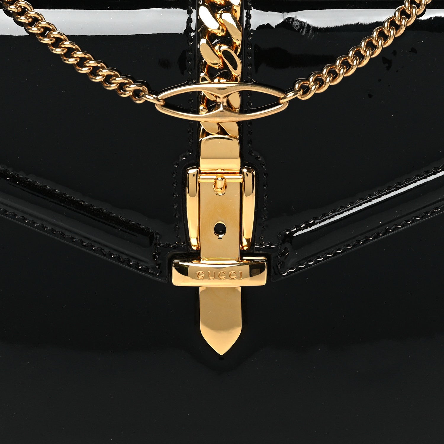 Gucci Mousse Top Patent Mini Sylvie 1969 Top Handle Bag Black 8 of 10