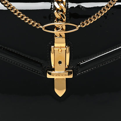 Gucci Mousse Top Patent Mini Sylvie 1969 Top Handle Bag Black 8 of 10