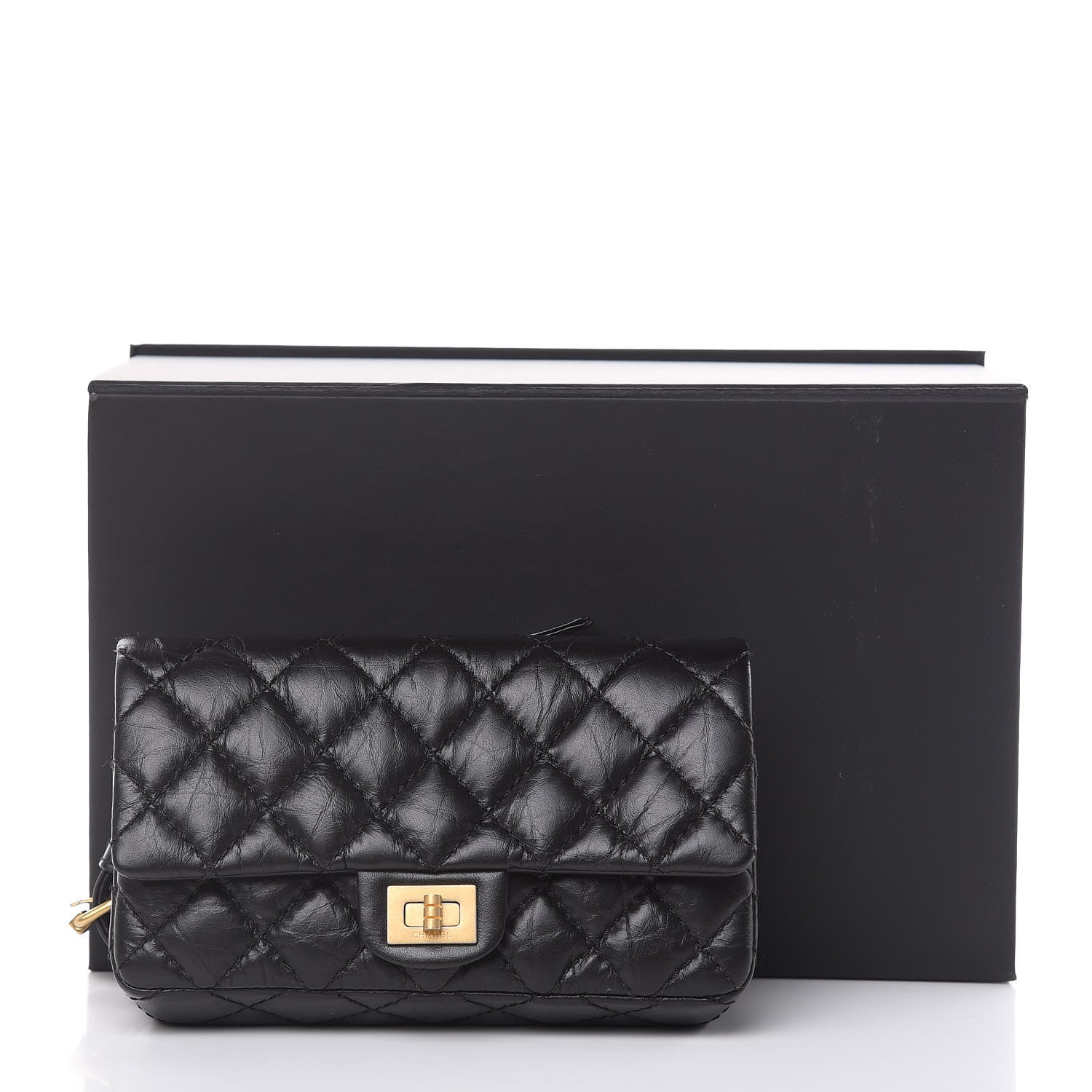 Chanel Aged Calfskin Quilted 2.55 Reissue Chain Waist Bag Black 10 of 10