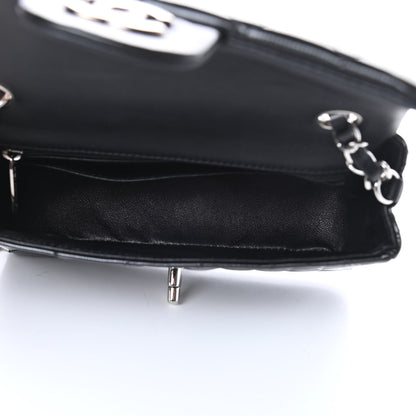 Chanel Striated Patent Calfskin Quilted Mini Rectangular Flap Black 5 of 13