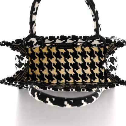 Christian Dior Canvas Houndstooth Embroidered Small Book Tote Black White 5 of 11