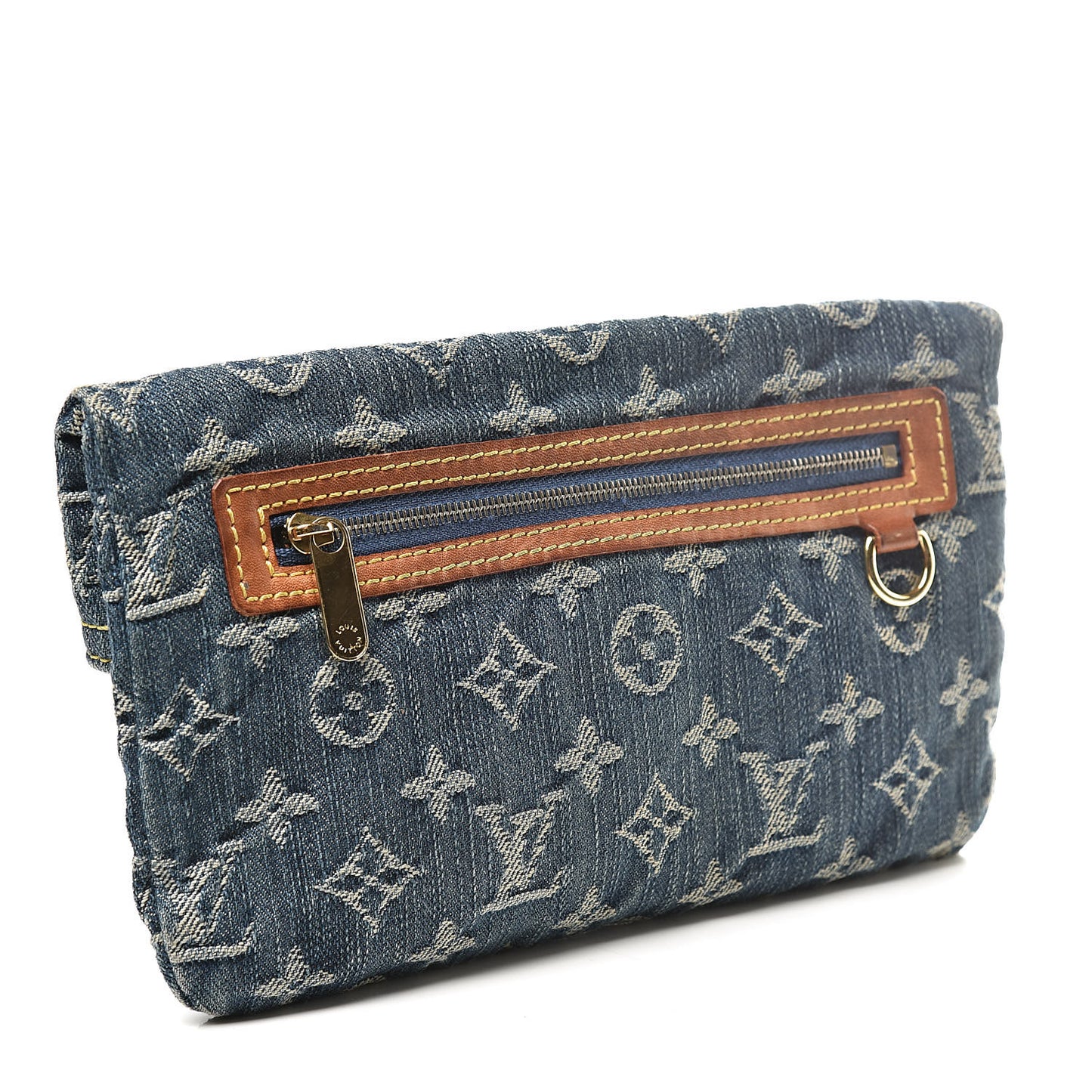 Monogram Denim Pochette Plat Clutch Blue