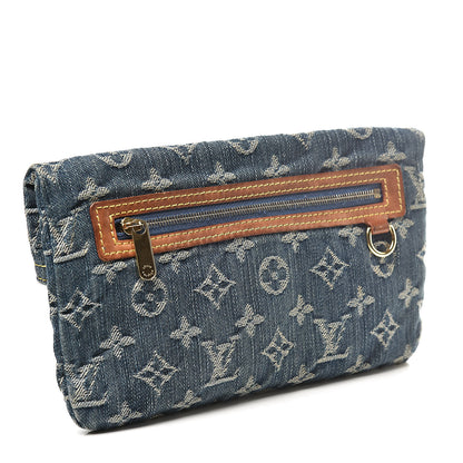 Louis Vuitton Monogram Denim Pochette Plat Clutch Blue 2 of 11
