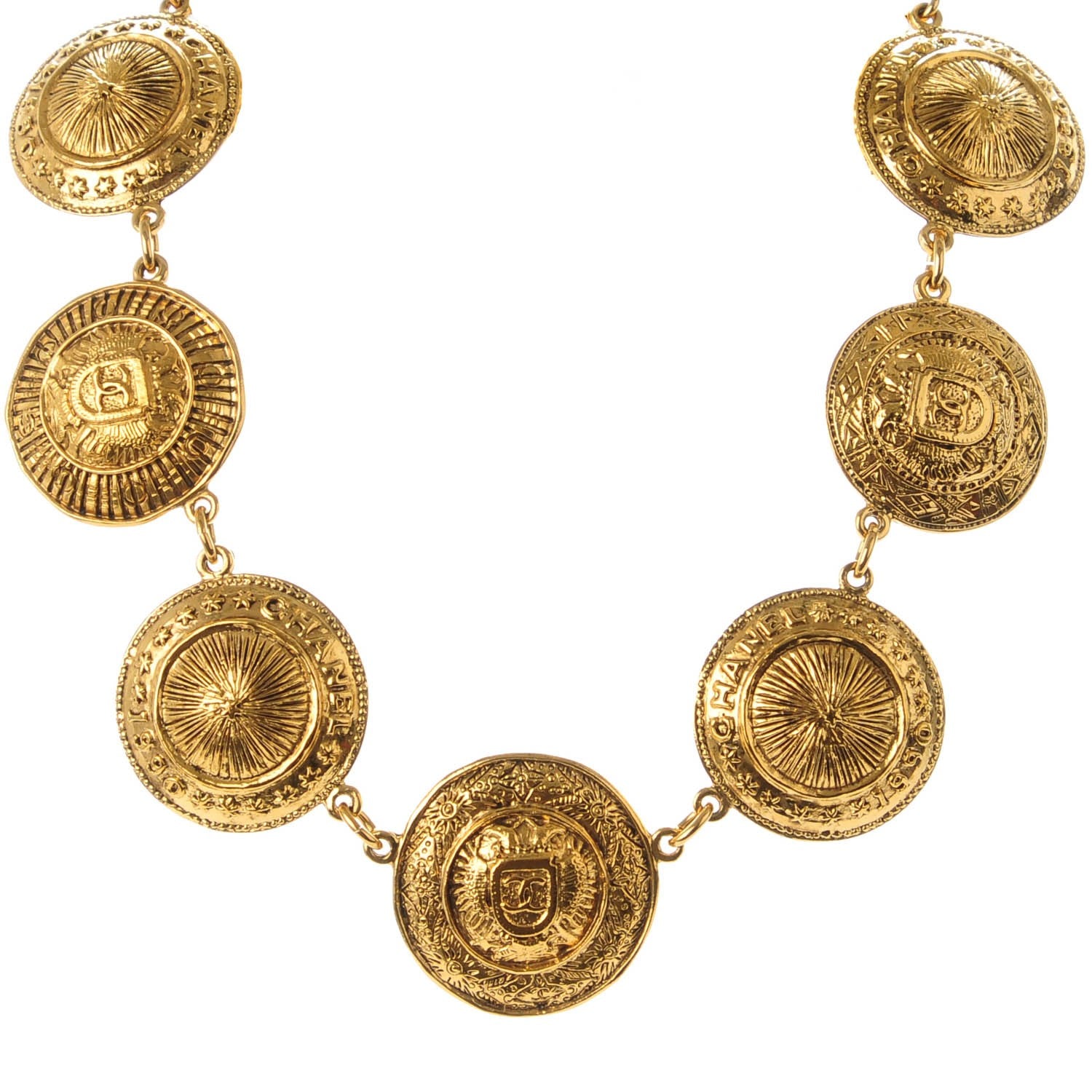 Chanel Medallion Necklace Gold 1 of 6