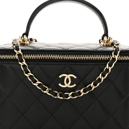 Chanel Lambskin Quilted Small Top Handle Vanity Case With Chain Black 8 of 10