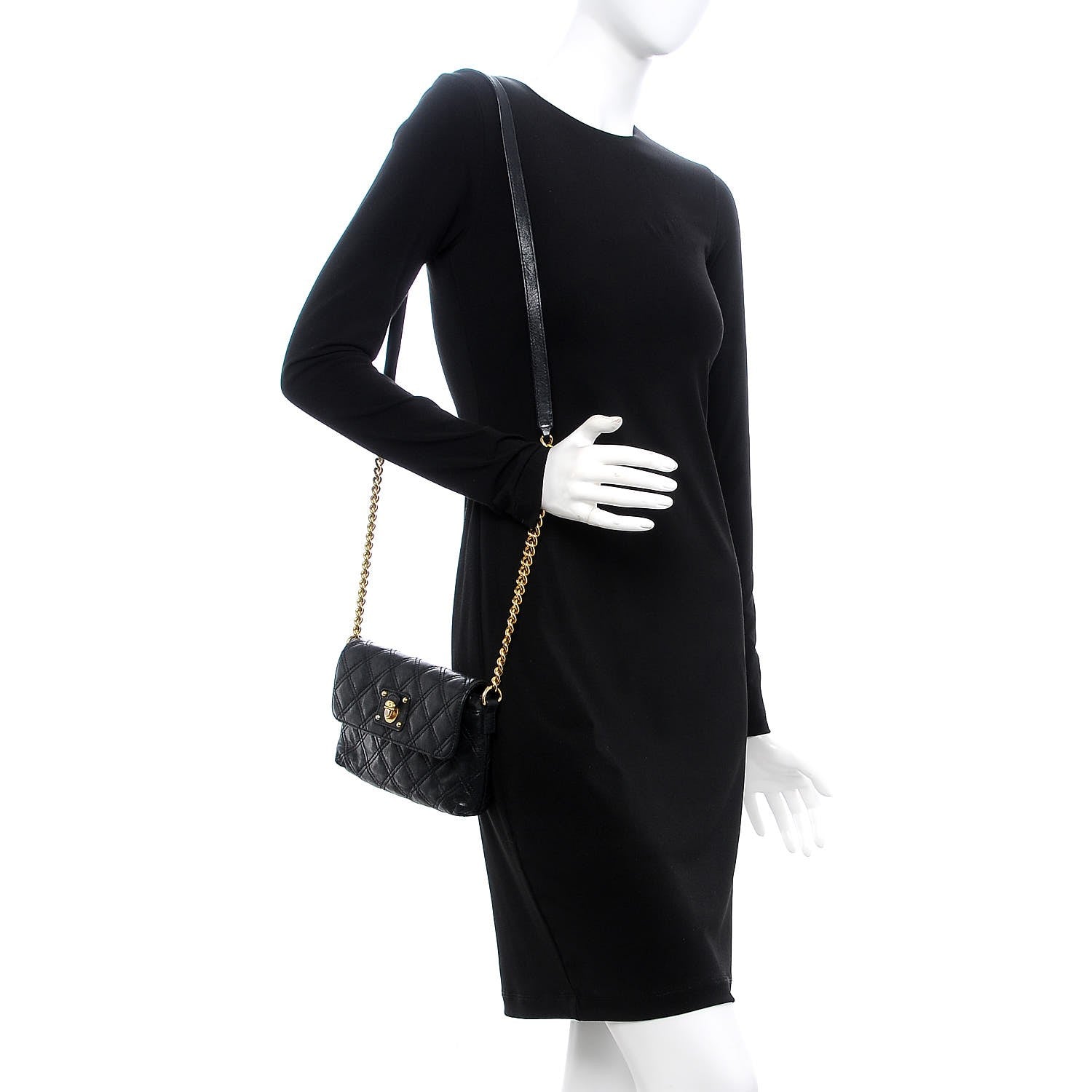 Marc Jacobs Lambskin Quilted Crossbody The Small Single Flap Black 2 of 8