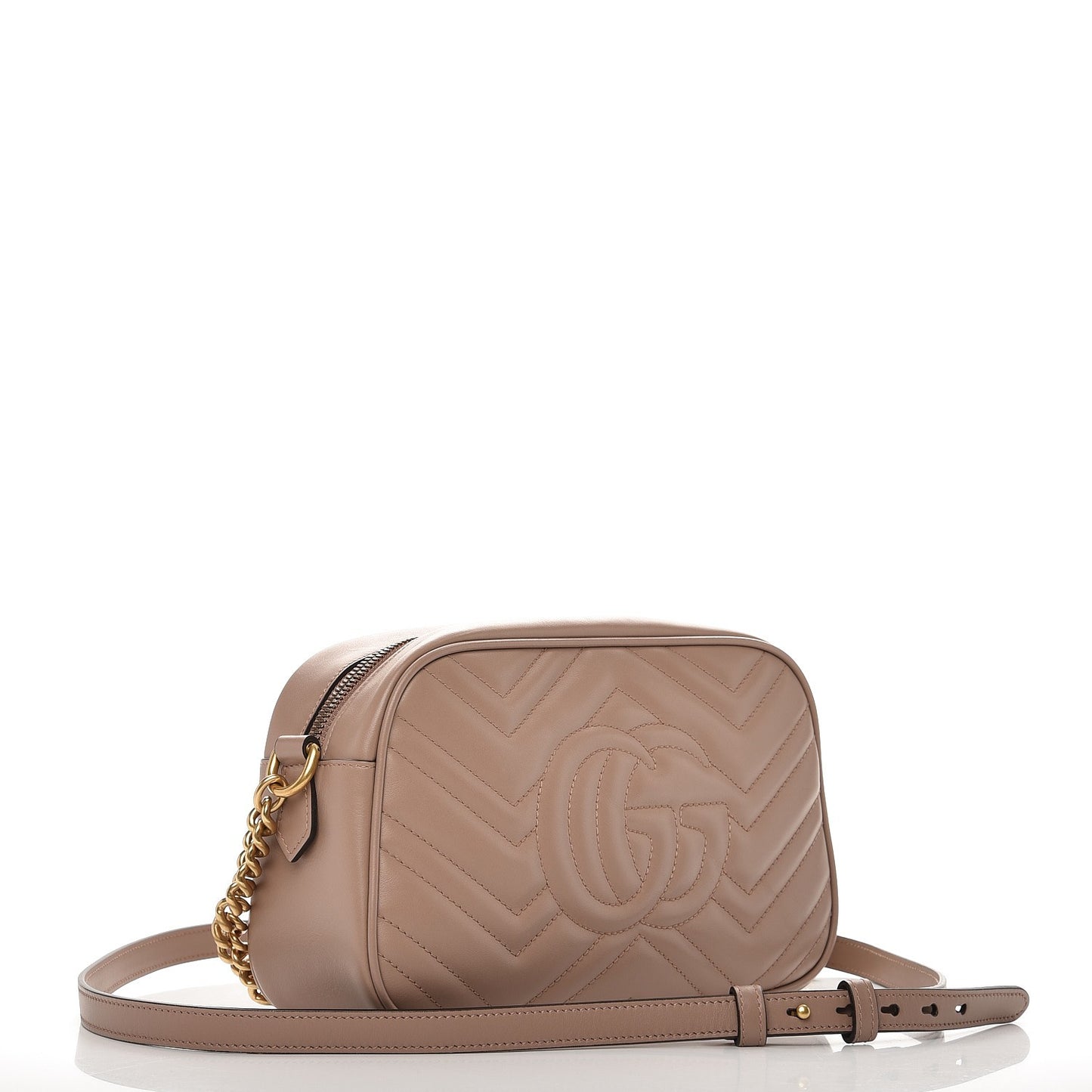 Calfskin Matelasse Small GG Marmont Chain Shoulder Bag Porcelain Rose