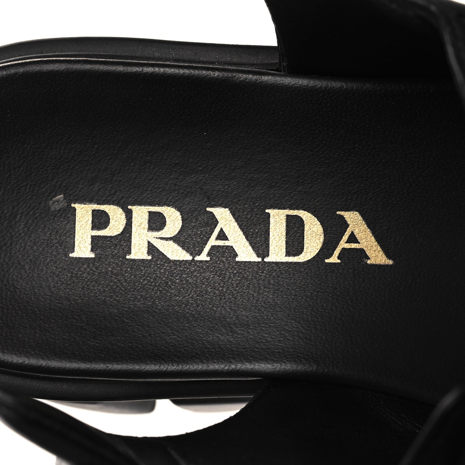 Prada Nappa Soft Metal Triangle Logo Padded Monolith 55mm Slingback Sandals 36 Black 8 of 9