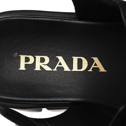 Prada Nappa Soft Metal Triangle Logo Padded Monolith 55mm Slingback Sandals 36 Black 8 of 9