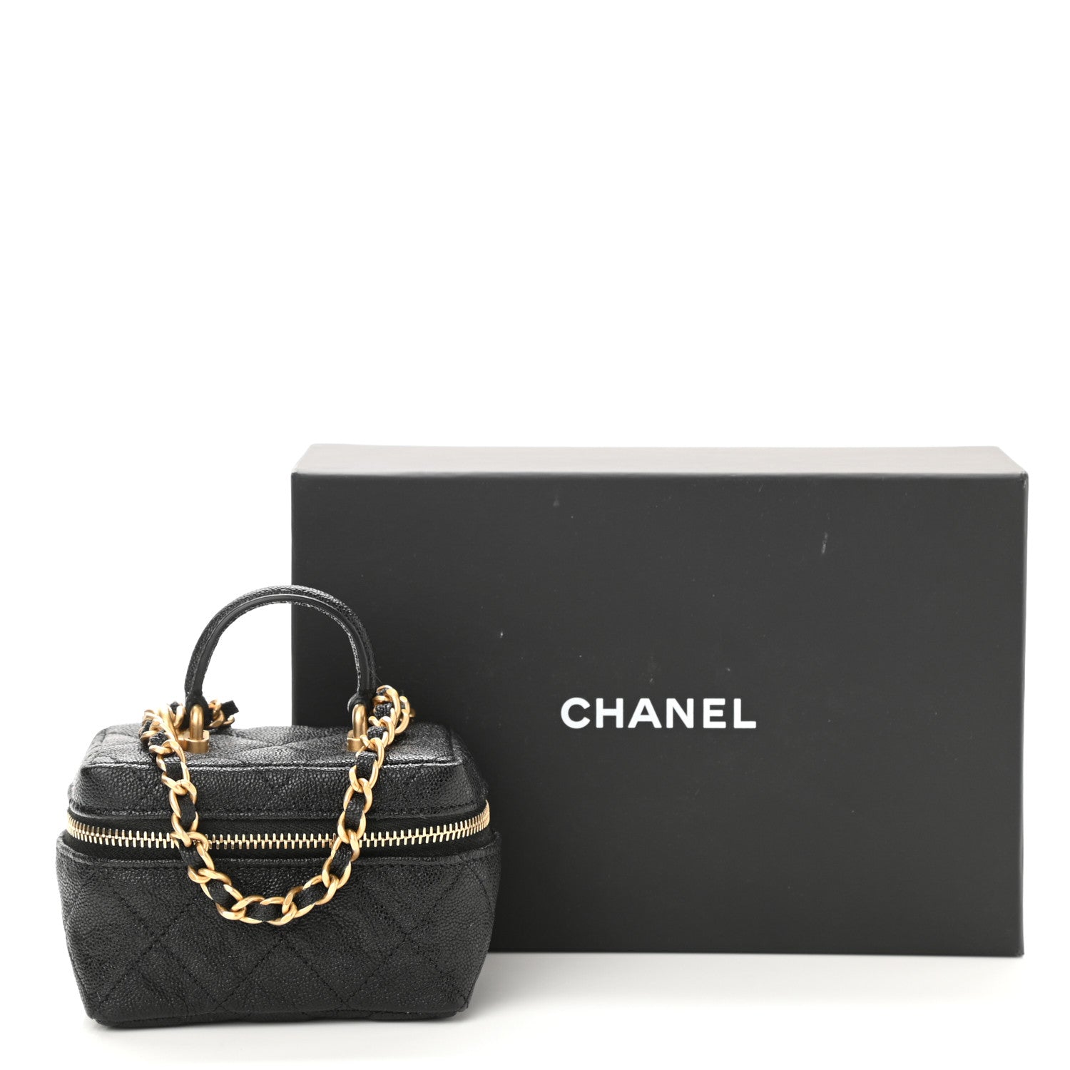 Chanel Caviar Quilted Mini Top Handle Vanity With Chain Black 11 of 11