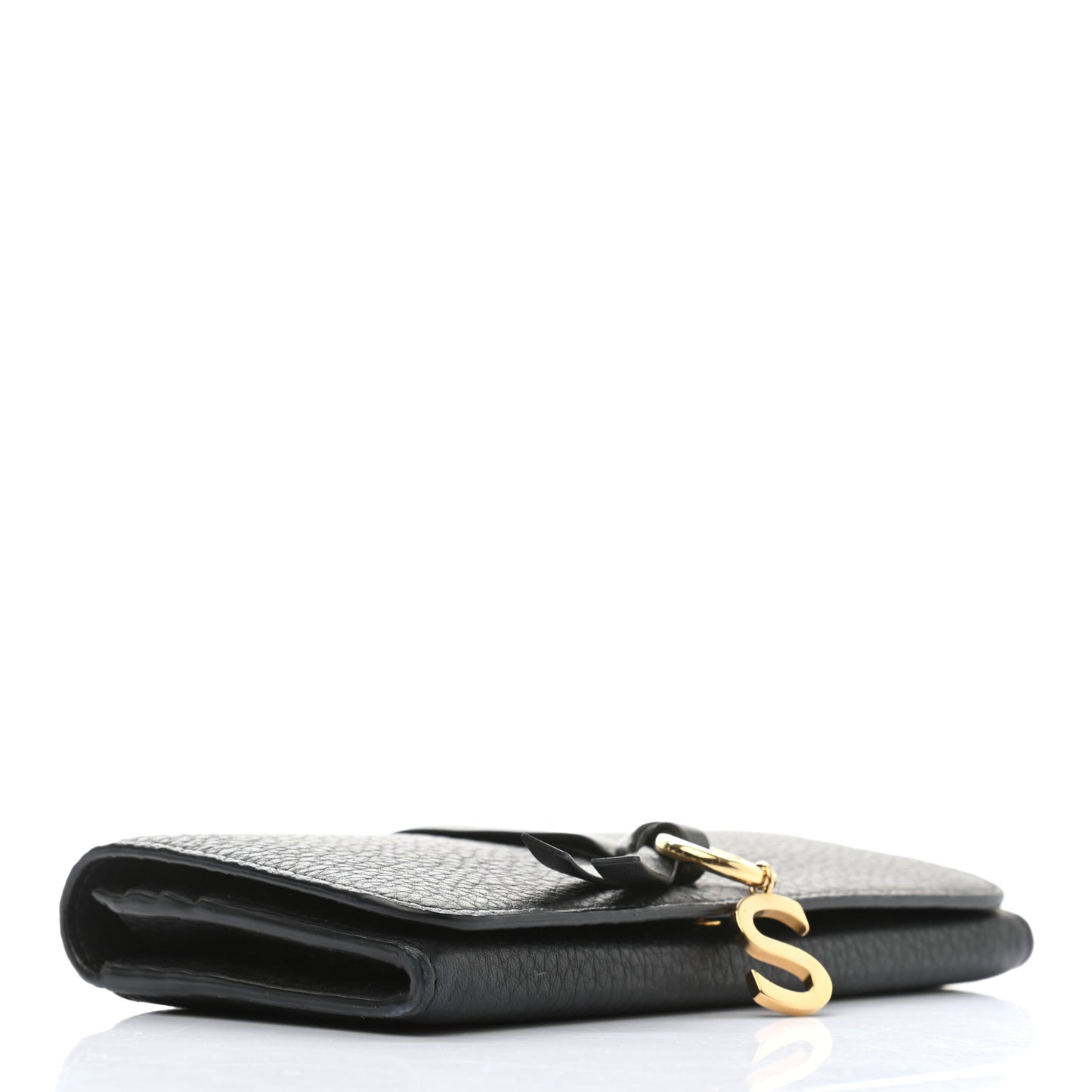 Grained Calfskin Alphabet Long Wallet Black