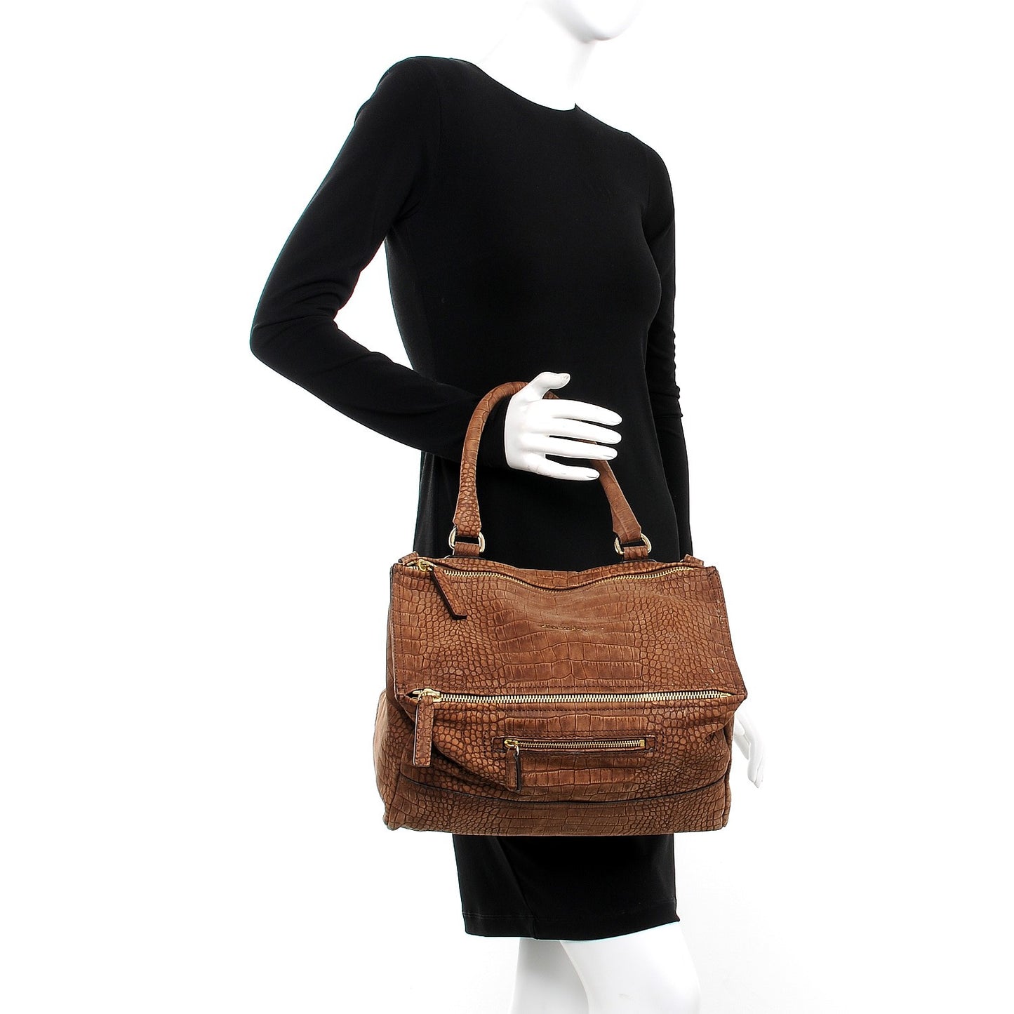 Nubuck Crocodile Embossed Medium Pandora Brown