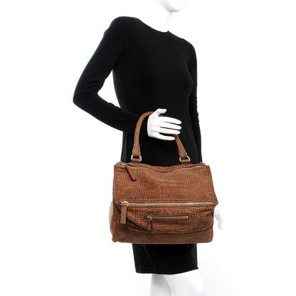 Givenchy Nubuck Crocodile Embossed Medium Pandora Brown 3 of 11