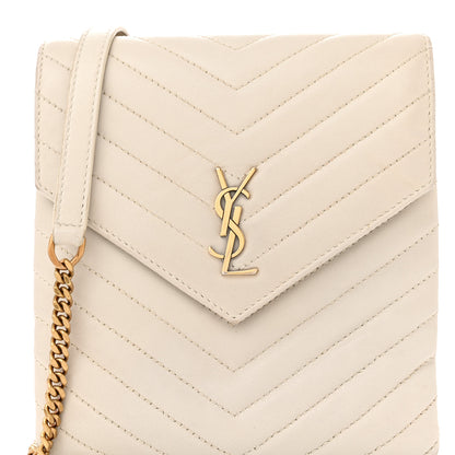 Saint Laurent Lambskin Quilted Double Flap Bag Blanc Vintage 9 of 14