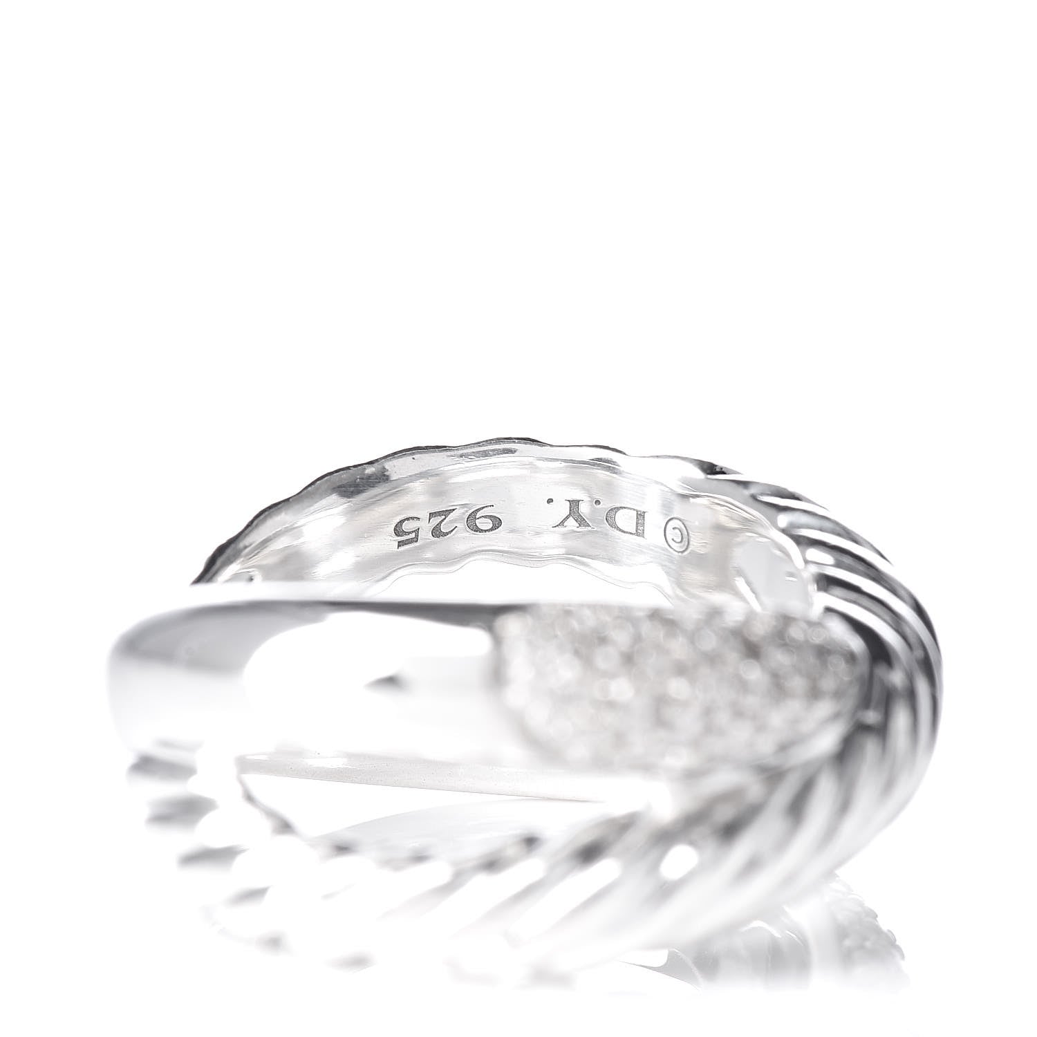 David Yurman Sterling Silver Diamond Crossover Cable Ring 54 7 5 of 5