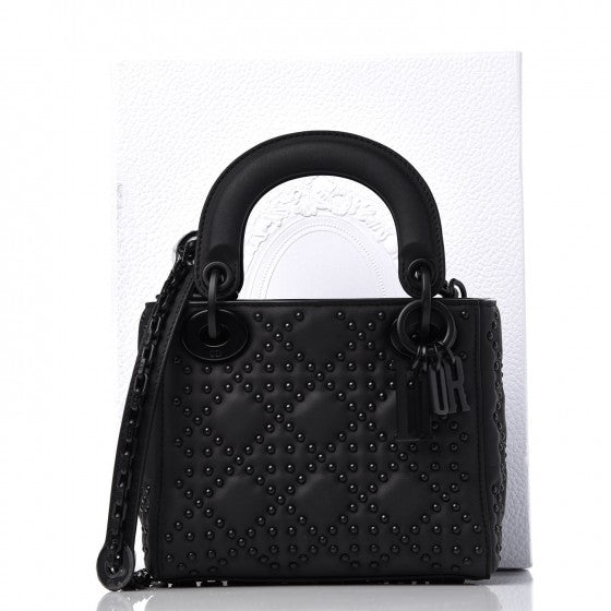 Christian Dior Ultra Matte Calfskin Cannage Studded Mini Supple Lady Dior Black 9 of 9