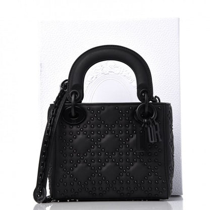 Christian Dior Ultra Matte Calfskin Cannage Studded Mini Supple Lady Dior Black 9 of 9