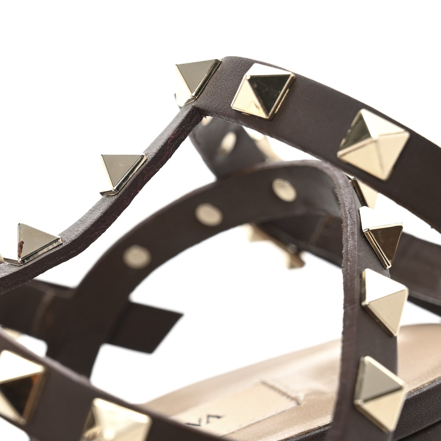 Calfskin Rockstud 60mm City Sandals 37 Dark Brown