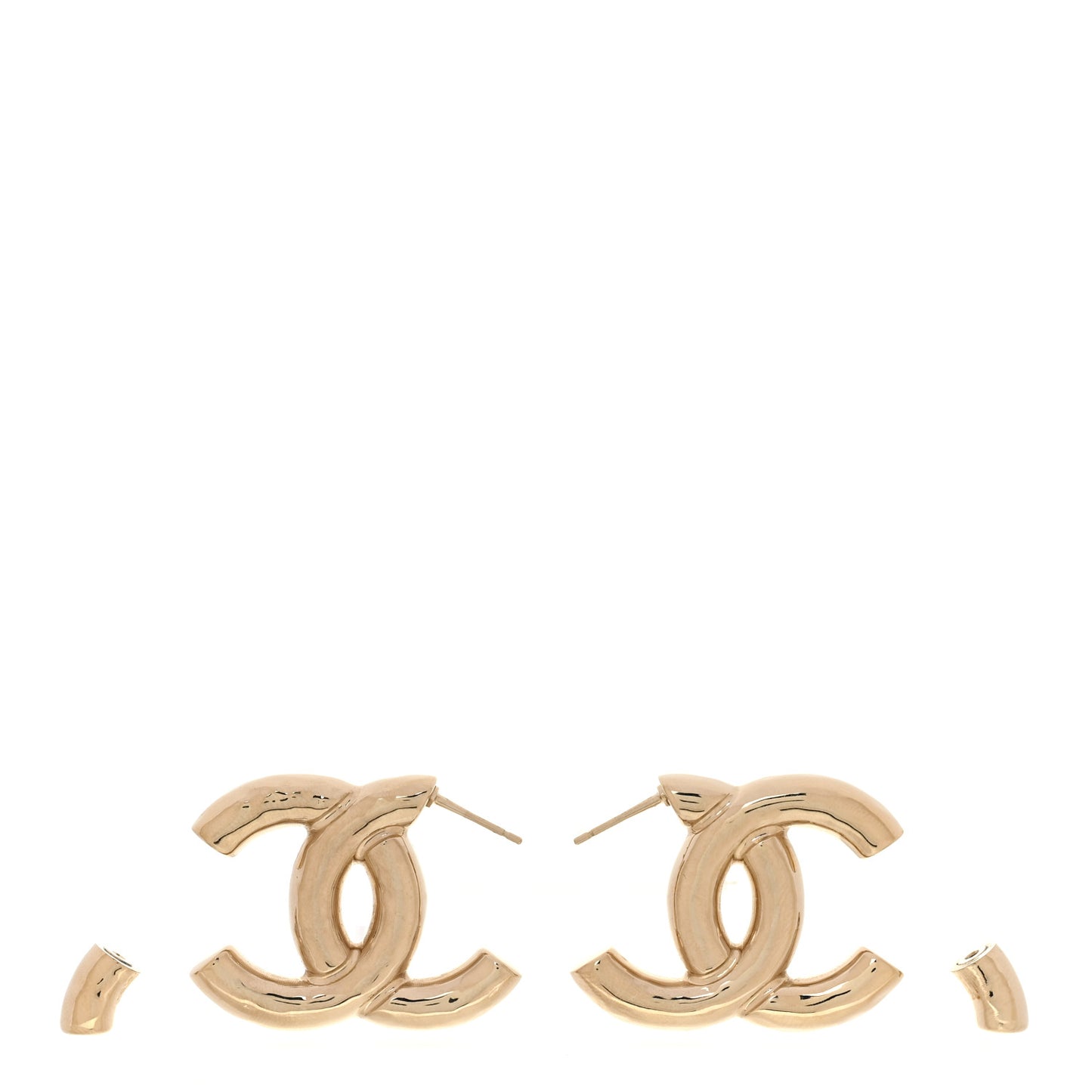 Metal Large CC Earrings Light Gold