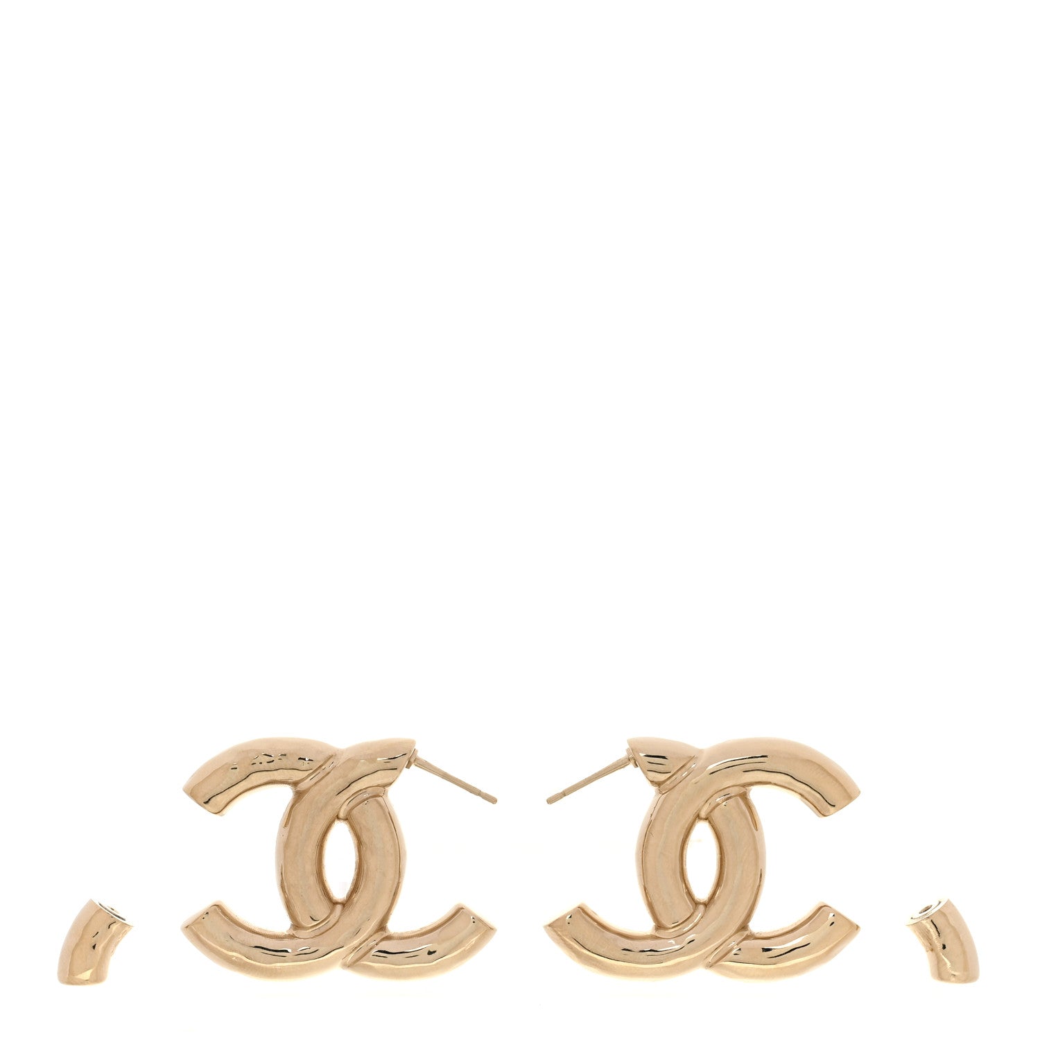 Chanel Metal Large CC Earrings Light Gold 3 of 5