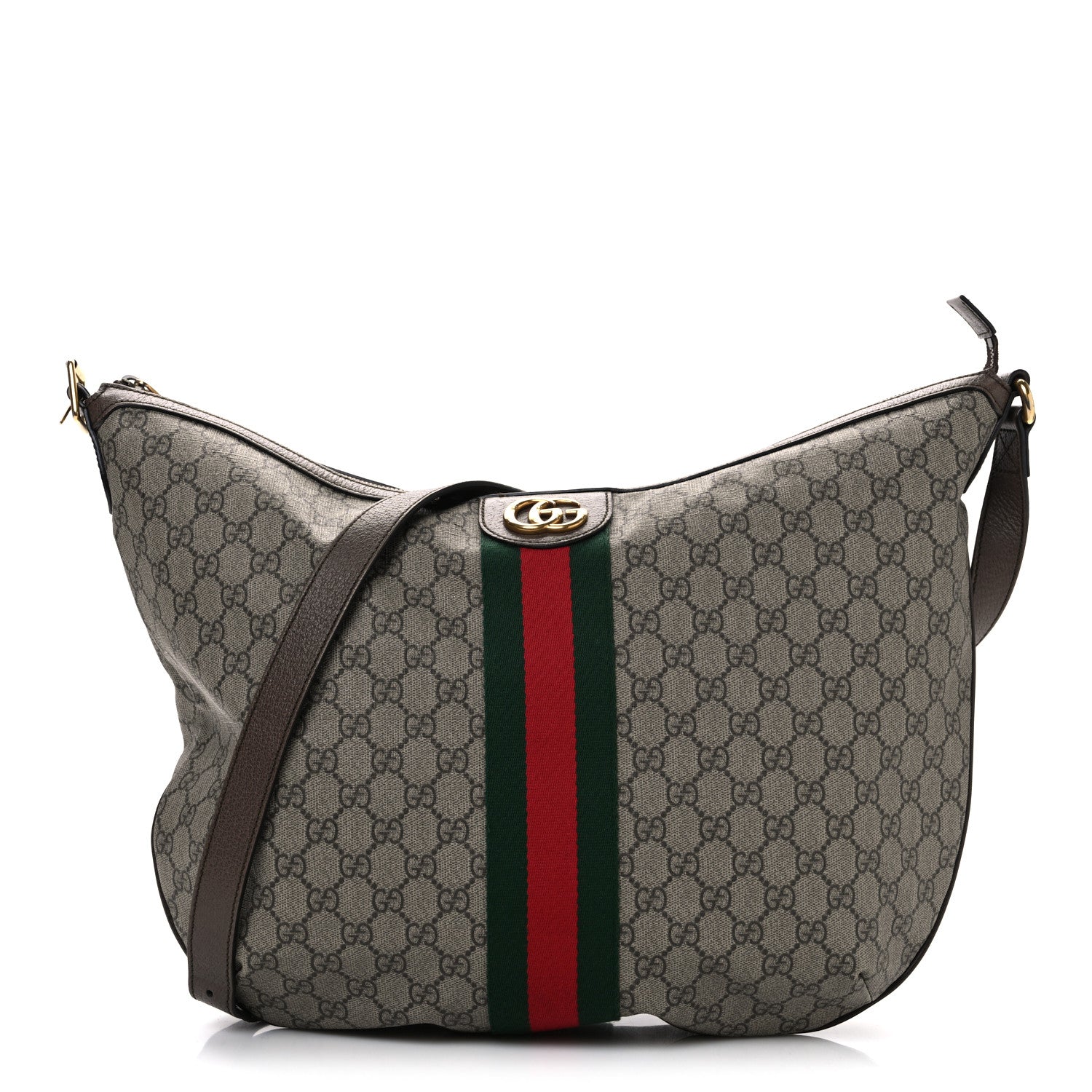 Gucci GG Supreme Monogram Web Ophidia Half Moon Hobo Brown 1 of 11