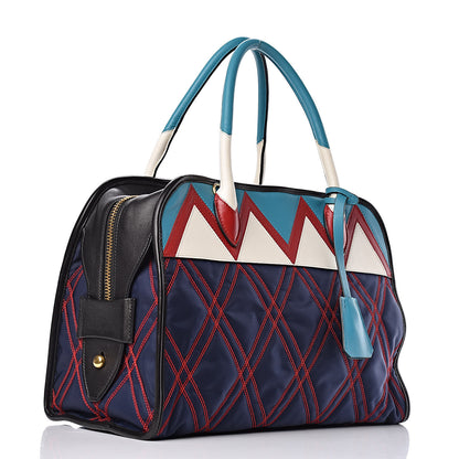 Prada Tessuto Nylon Quilted Impunturato Bauletto Baltico Fuoco 3 of 11