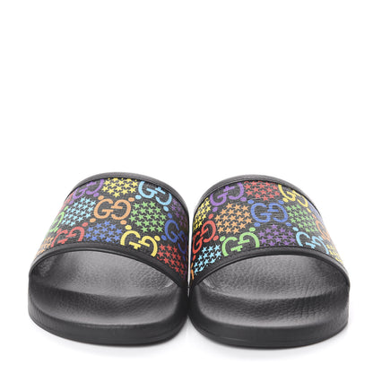 Gucci GG Supreme Monogram Psychedelic Mens Slide Sandals 9 Black Multicolor 2 of 6
