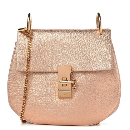 Chloe Metallic Goatskin Medium Drew Shoulder Bag Rose Gold 1 of 8