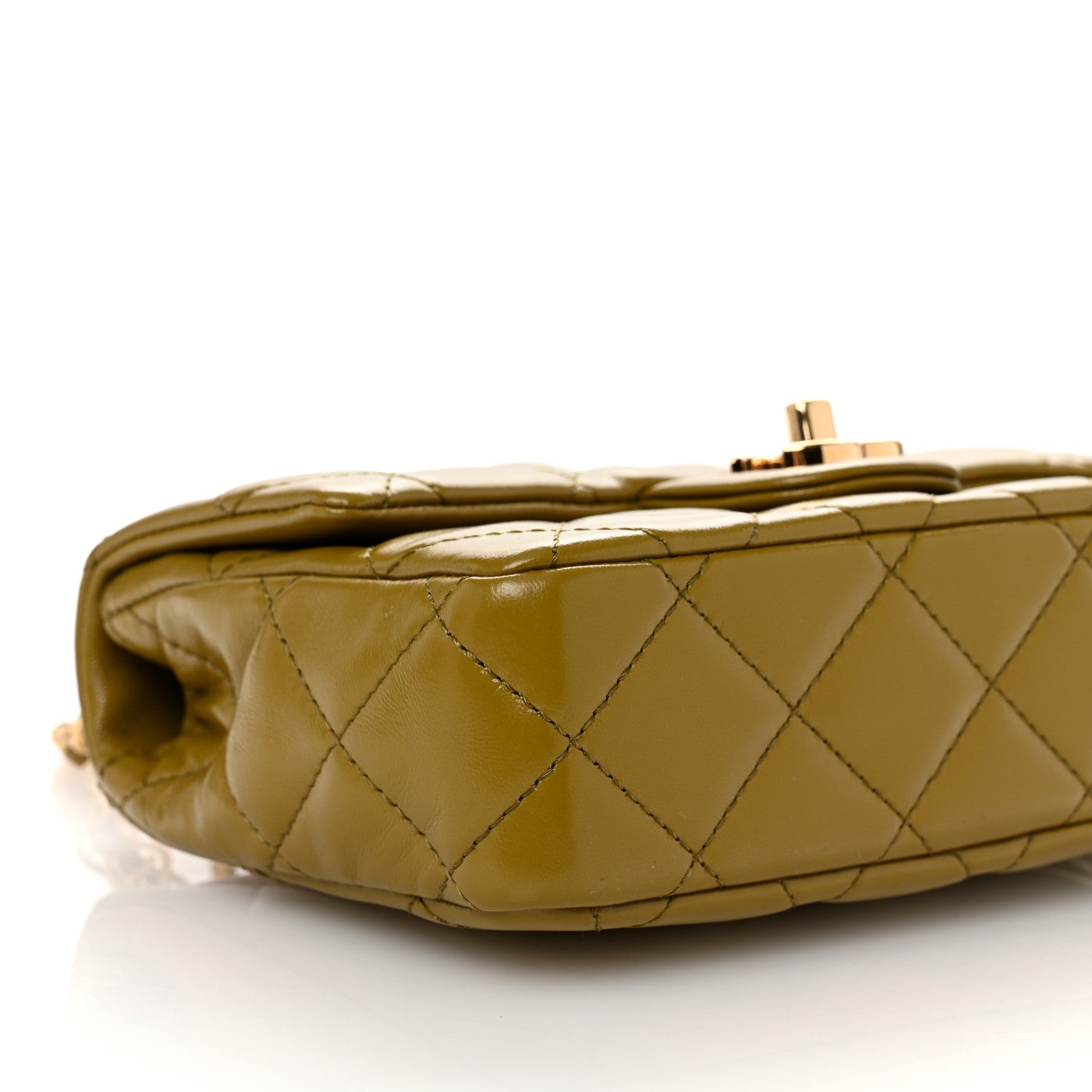 Chanel Shiny Lambskin Quilted Golden Links Top Handle Flap Green 9 of 10