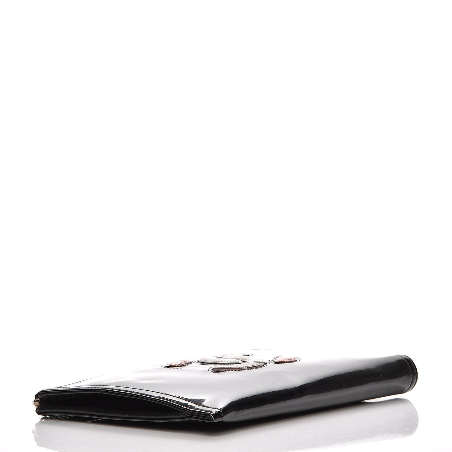 Vinyl Patent Lipstick Wristlet Wallet Black
