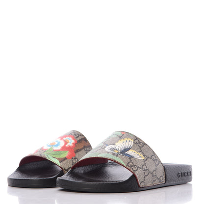 Gucci GG Supreme Monogram Tian Womens Slide Sandals 35 Beige Multicolor 3 of 7