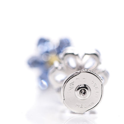 Tiffany Platinum Blue Yellow Sapphire Flower Earrings 4 of 5