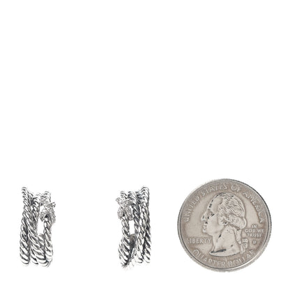 David Yurman Sterling Silver Diamond Crossover X Earrings 2 of 4