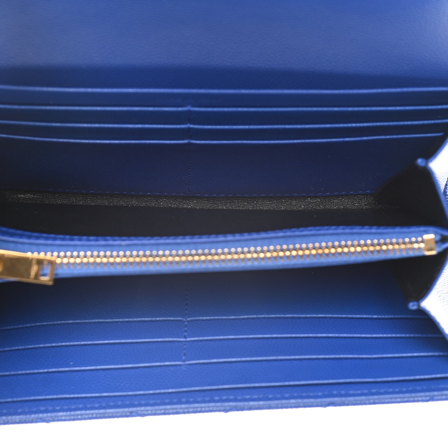 Saint Laurent Grain De Poudre Matelasse Chevron Monogram Flap Wallet Royal Blue 5 of 12