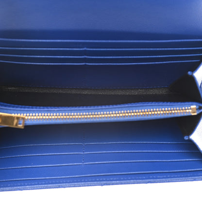 Saint Laurent Grain De Poudre Matelasse Chevron Monogram Flap Wallet Royal Blue 5 of 12