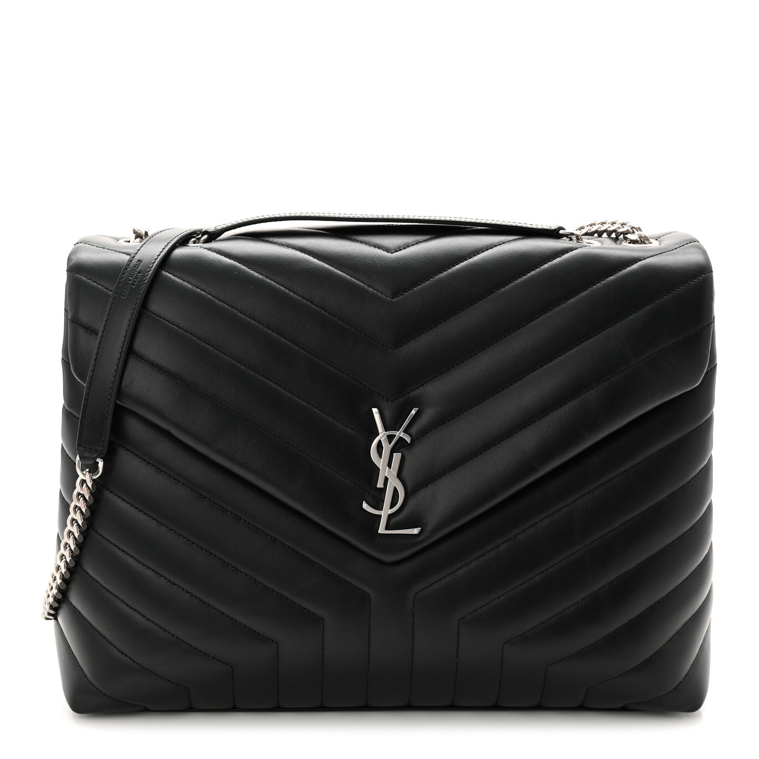 Saint Laurent Calfskin Y Quilted Monogram Large Loulou Chain Satchel Black 1 of 19