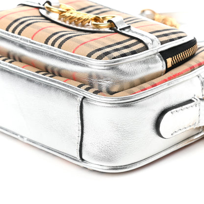 Burberry Smooth Calfskin 1983 Knight Check Link Camera Bag Silver 9 of 9