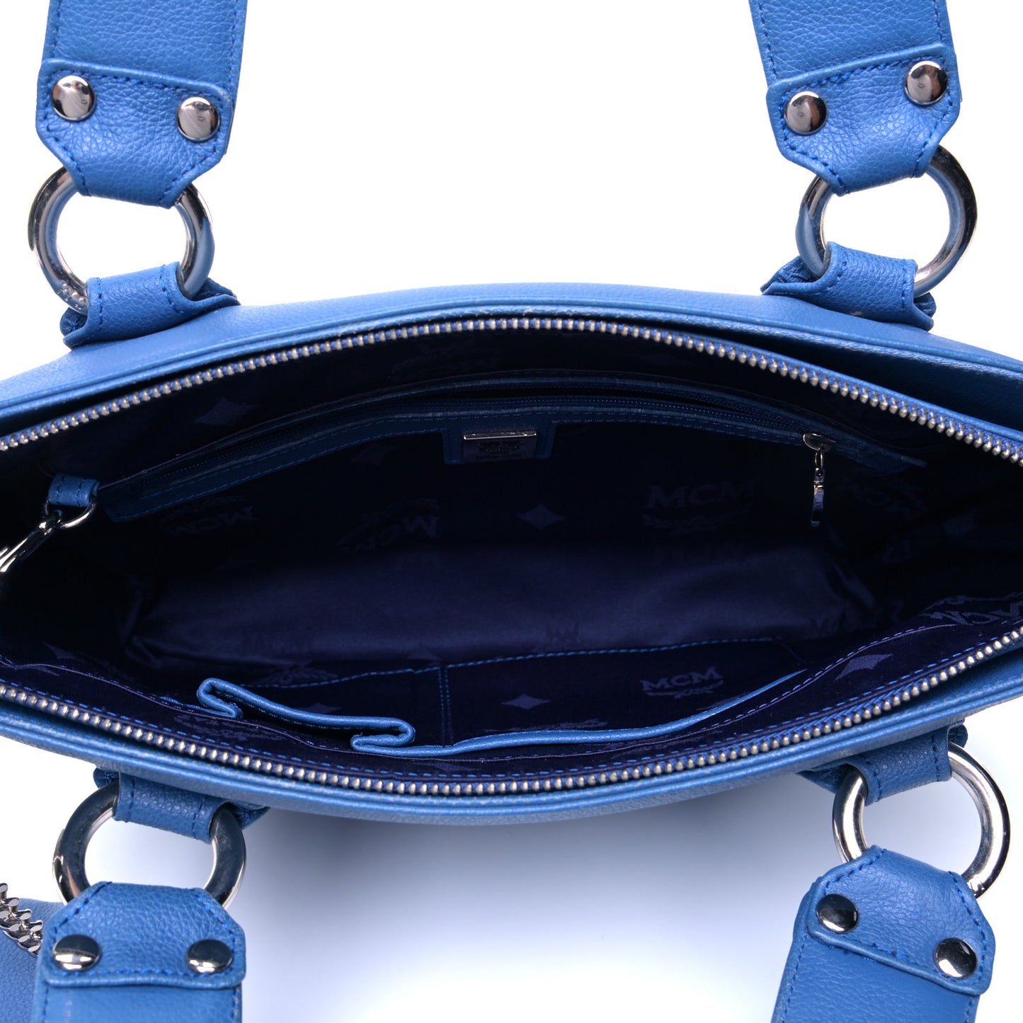 Grained Calfskin Mini Tote Blue