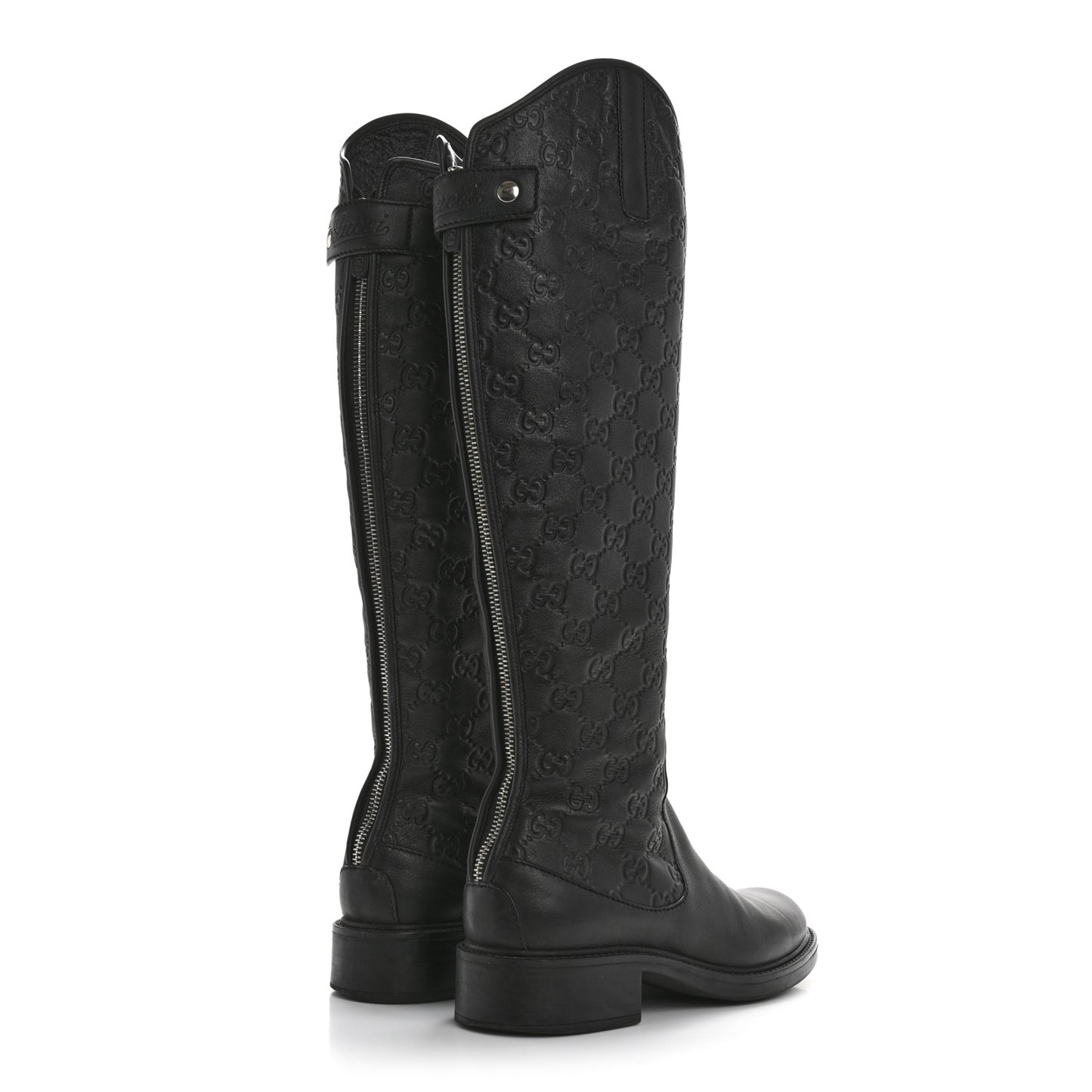 Guccissima Calfskin Miro Soft Knee High Riding Boots 35 Black