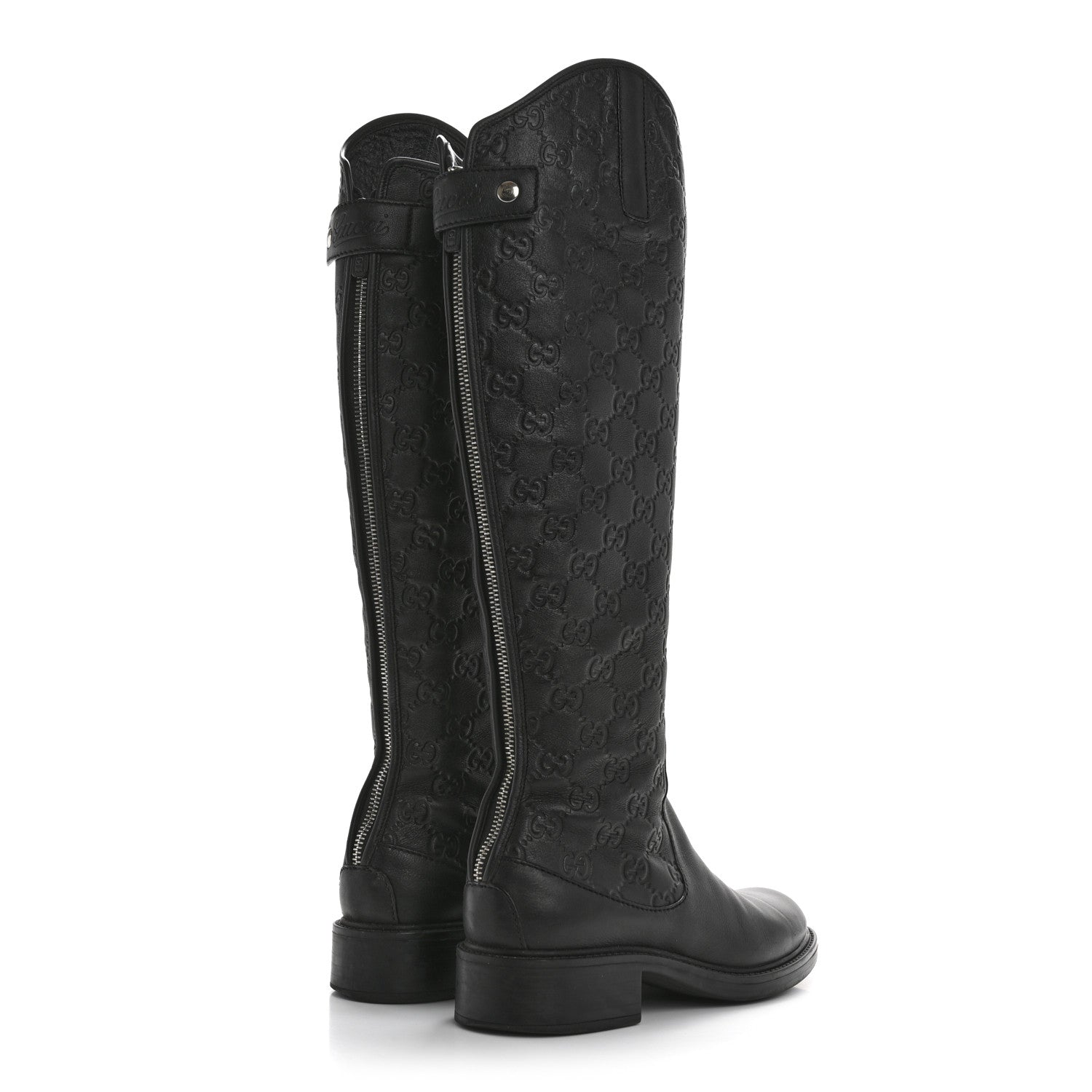 Gucci Guccissima Calfskin Miro Soft Knee High Riding Boots 35 Black 4 of 8