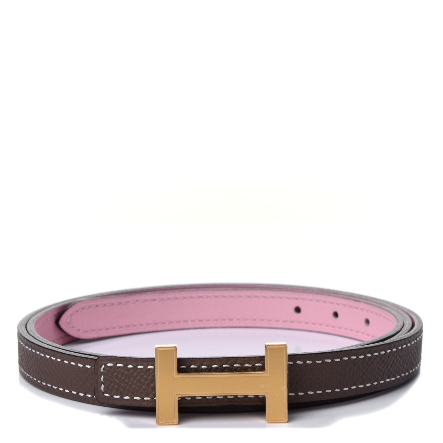 Hermes Epsom Swift 13mm Focus Belt 85 Rose Sakura Etoupe 1 of 4