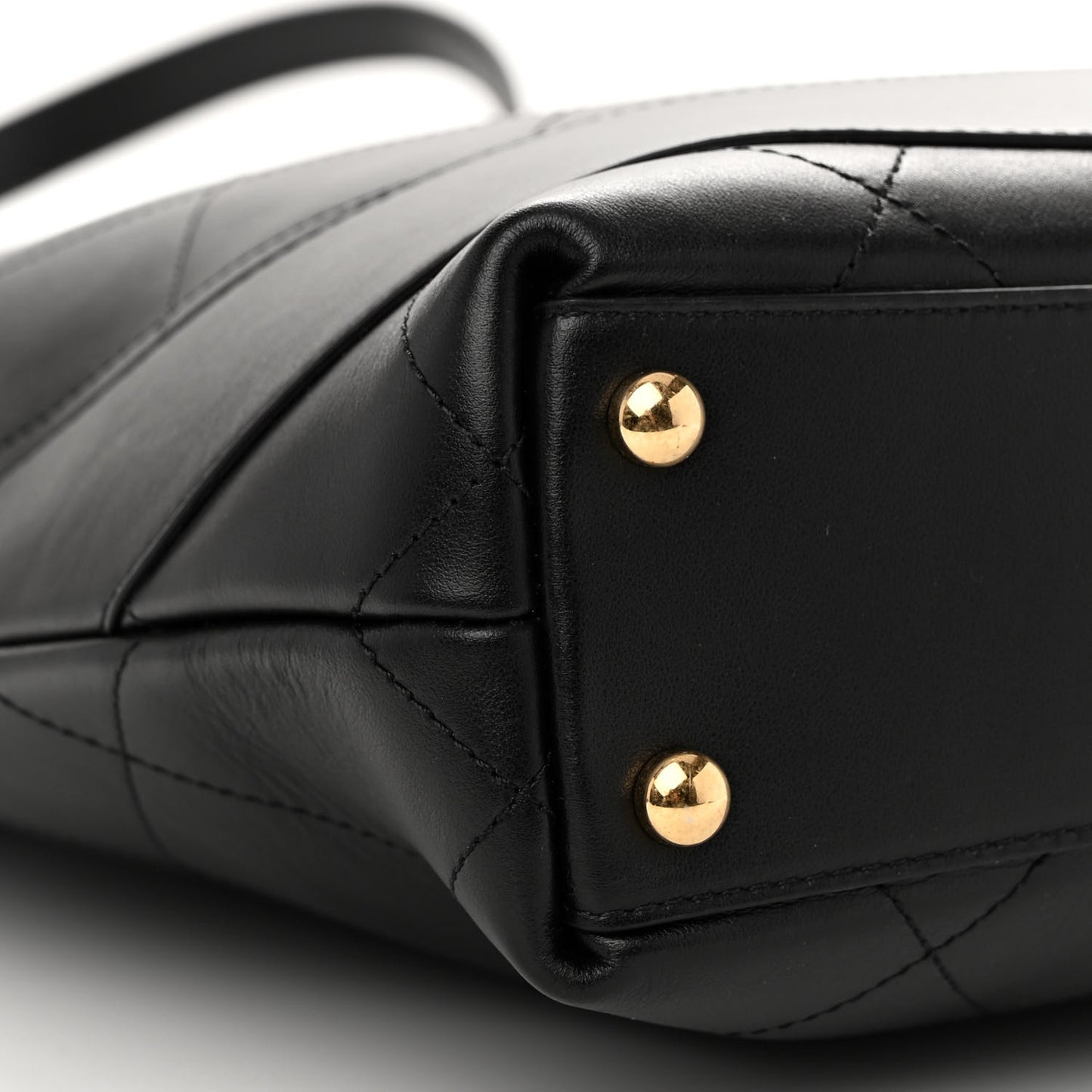Calfskin Stitched CC Shopper Tote Black