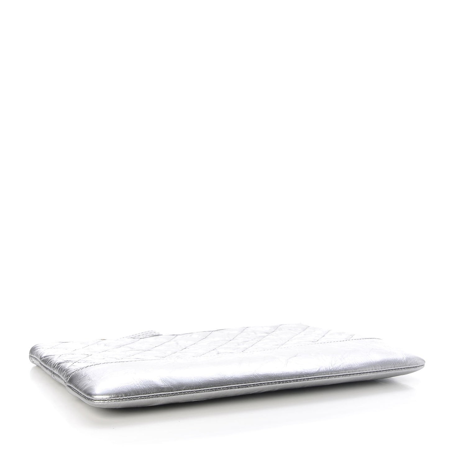 Metallic Crumpled Calfskin Quilted Medium Gabrielle Cosmetic Case Silver