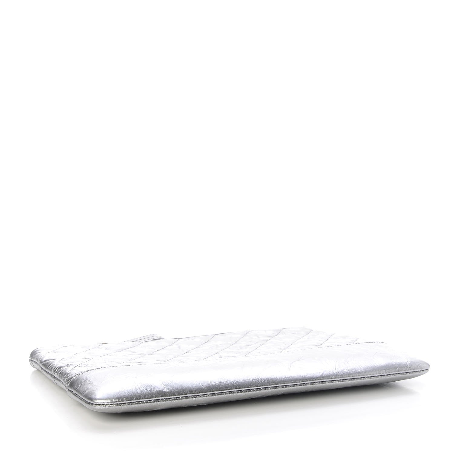 Chanel Metallic Crumpled Calfskin Quilted Medium Gabrielle Cosmetic Case Silver 4 of 8