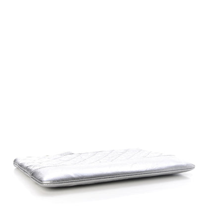 Chanel Metallic Crumpled Calfskin Quilted Medium Gabrielle Cosmetic Case Silver 4 of 8