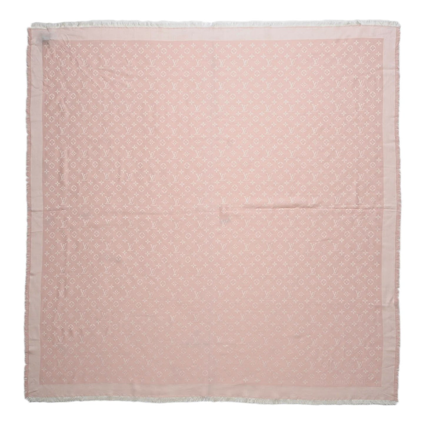 Silk Wool Monogram Denim Shawl Pink