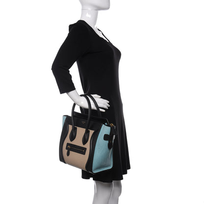 Celine Bullhide Drummed Calfskin Micro Tri-Color Luggage Antarctic 2 of 9