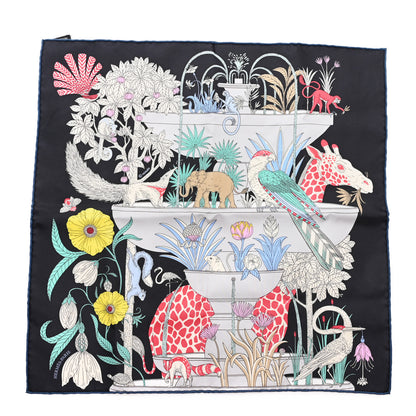 Hermes Silk Twill Precious Paradise Scarf 45 Black Gris Multicolore 1 of 3