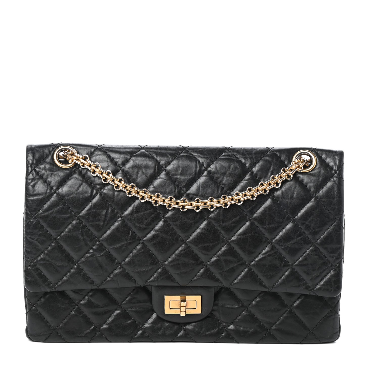 Aged Calfskin Quilted 2.55 Reissue 226 Flap Black