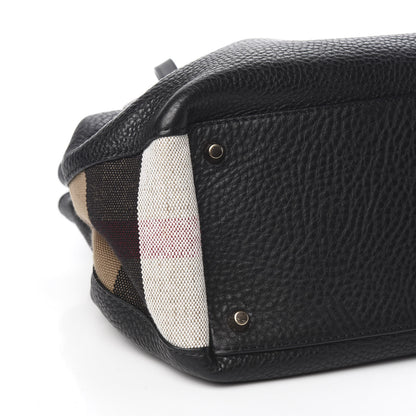 Burberry Grainy Calfskin House Check Small Maidstone Black 7 of 9